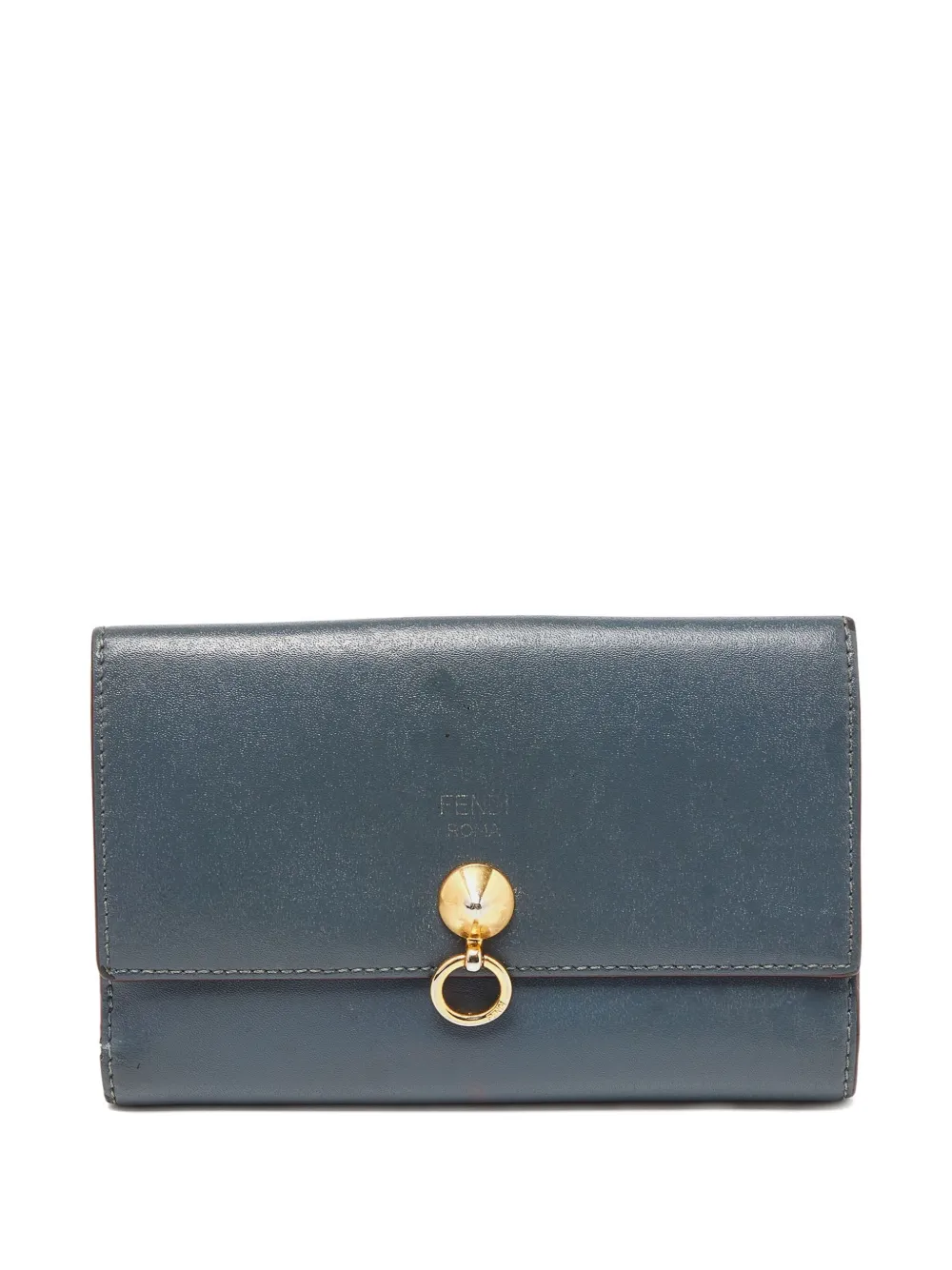 Fendi Pre-Owned logo-stamp leather compact wallet - Grigio