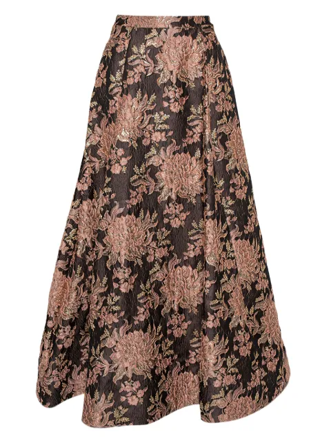 alice + olivia pre-owned floral-jacquard skirt