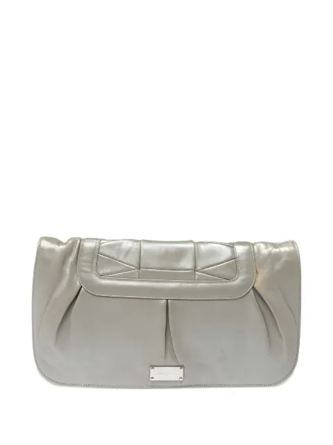 Ferragamo Pre-Owned leather pleated clutch bag