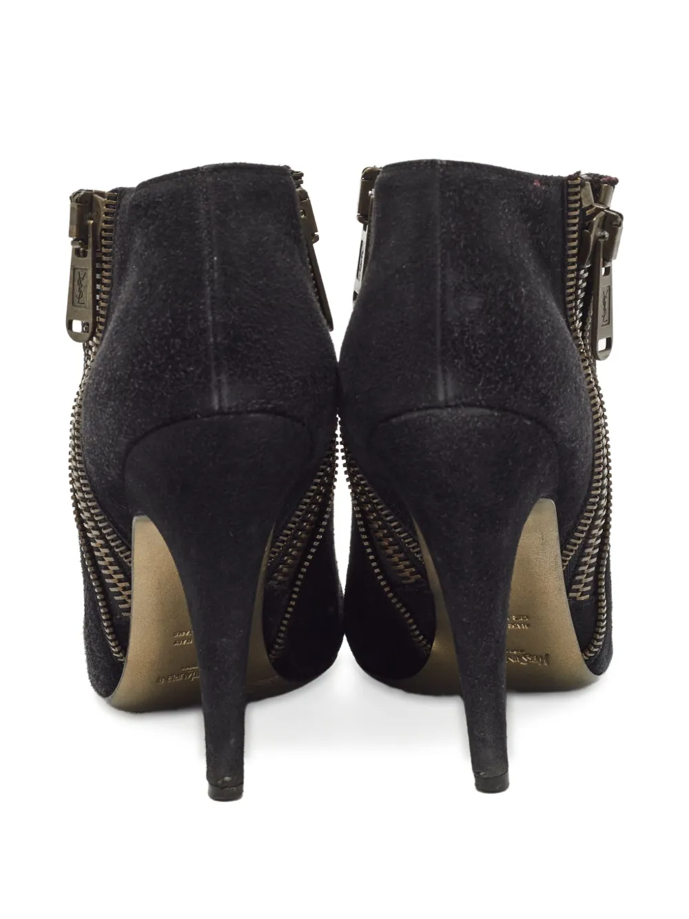 Pre-owned Saint Laurent 110mm Suede Zip-up Boots