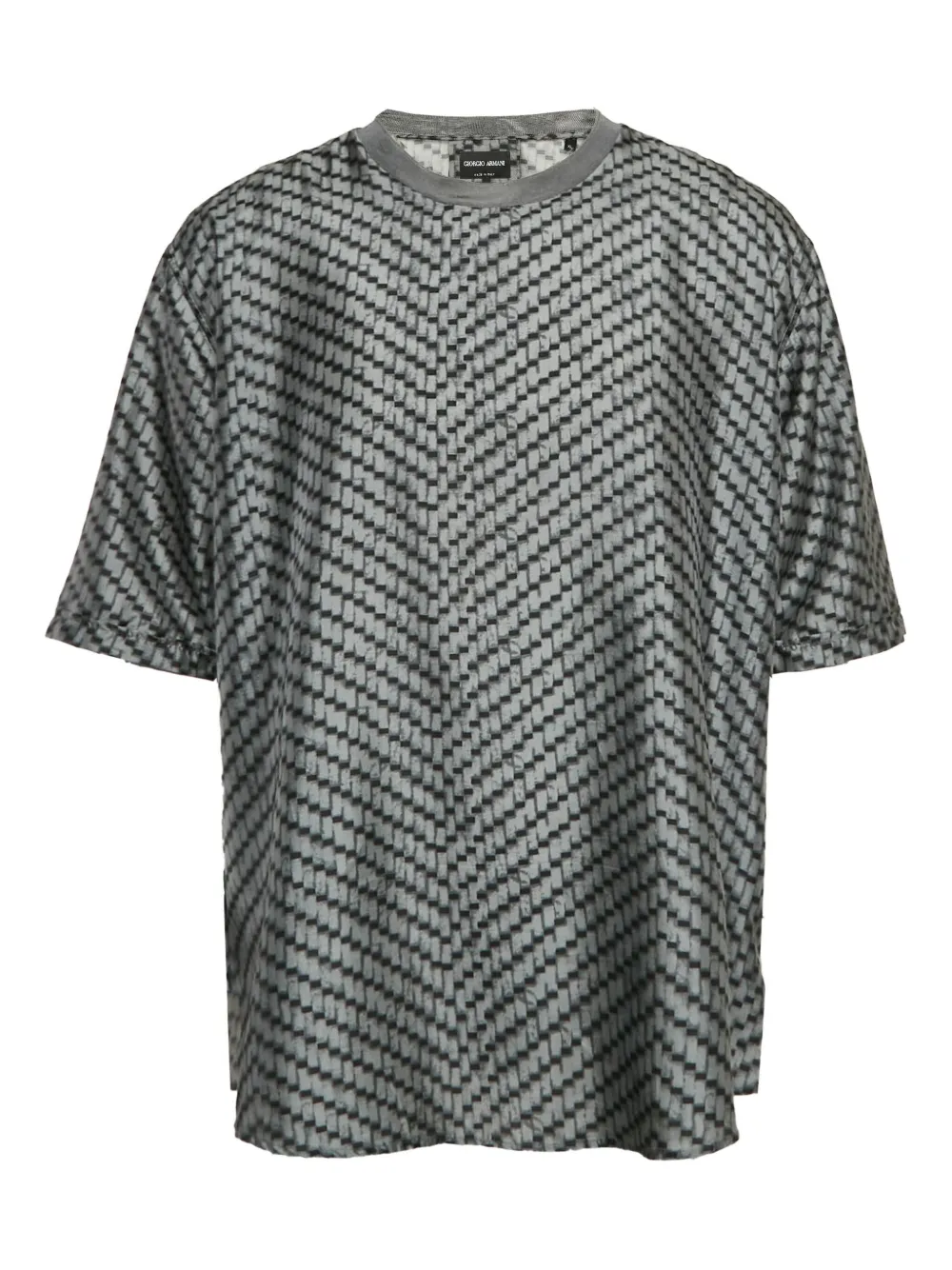 Giorgio Armani Pre-Owned 2022 geometric-pattern silk t-shirt | gris | Image 1