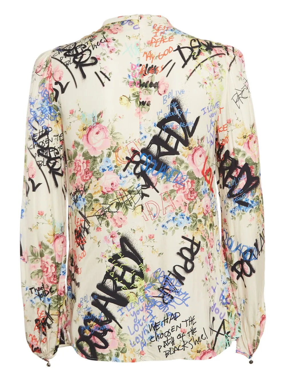 Pre-owned Dsquared2 Graffiti-print Blouse In White