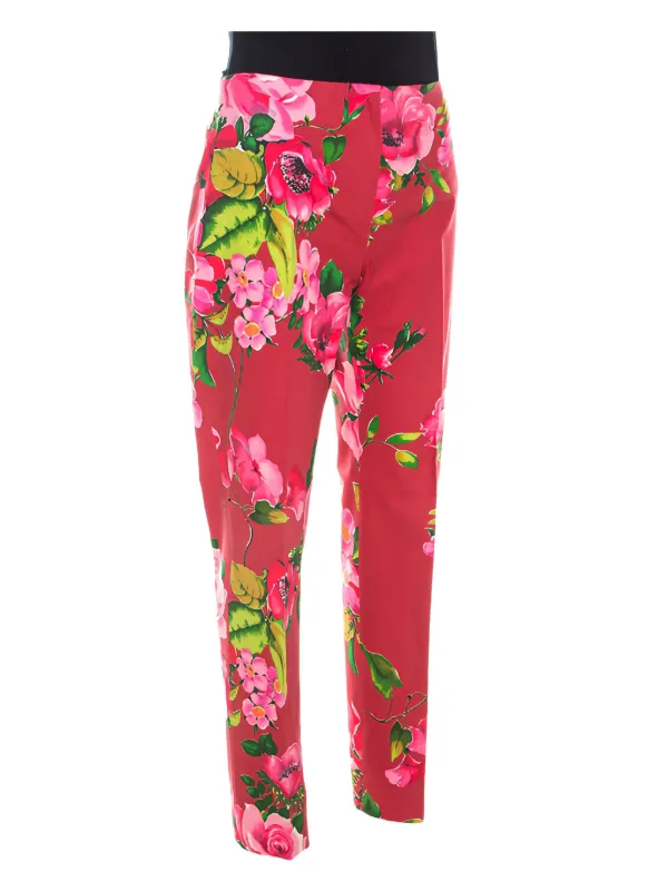 Blumarine Vintage floral-print Trousers | Red | FARFETCH