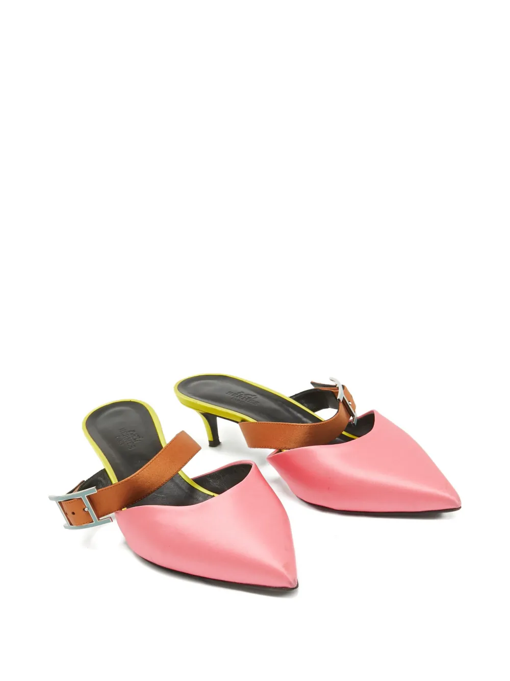 Hermès Pre-Owned buckle satin mules | Heeled Mules | Image 2