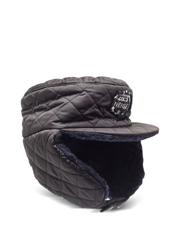 CHANEL Pre-Owned diamond-quilted Trapper Hat Black Farfetch
