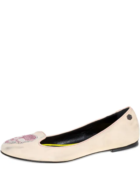 Philipp Plein skull motif suede flats