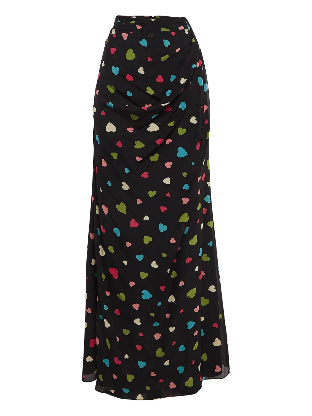 Pre-owned Moschino Heart-print Silk Skirt In Black