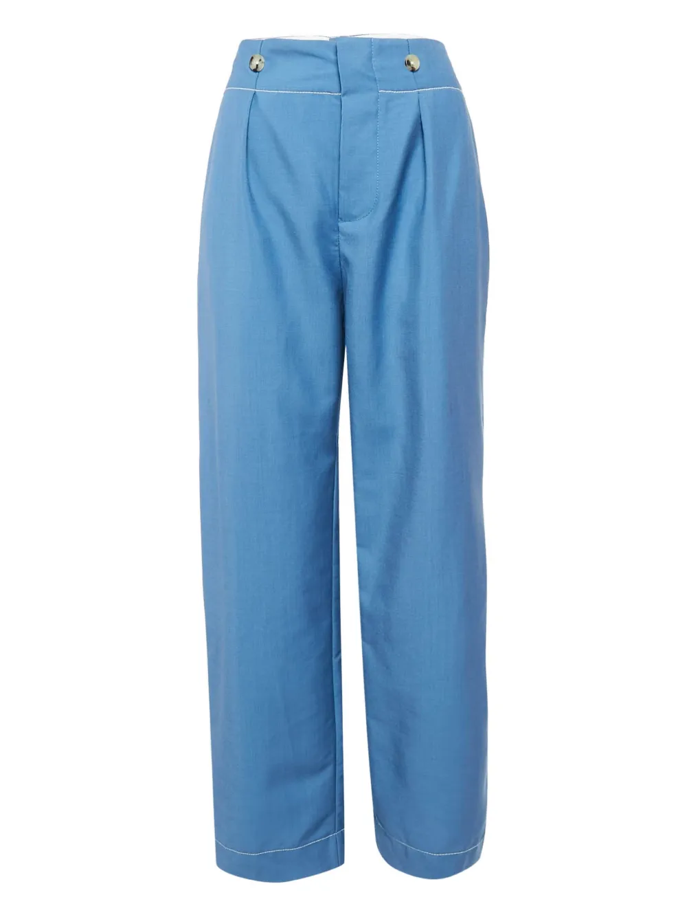 Pre-owned Lanvin Pleated Button-detail Trousers In Blue