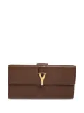 Saint Laurent Pre-Owned Y-plaque leather flap wallet - Brown