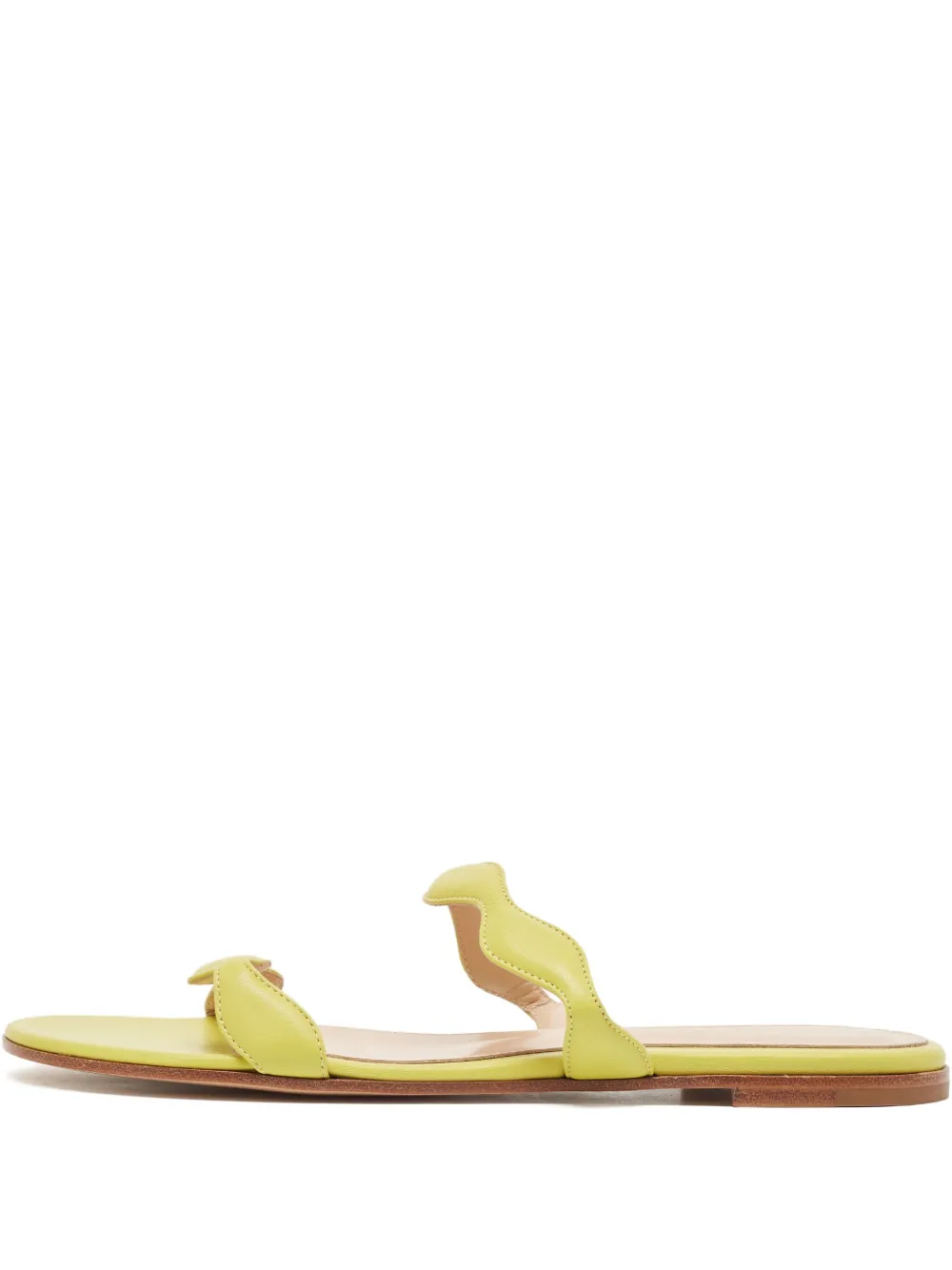 Gianvito Rossi ウェーブストラップ レザーフラットサンダル - グリーン Gianvito Rossi ウェーブストラップ レザーフラットサンダル - グリーン