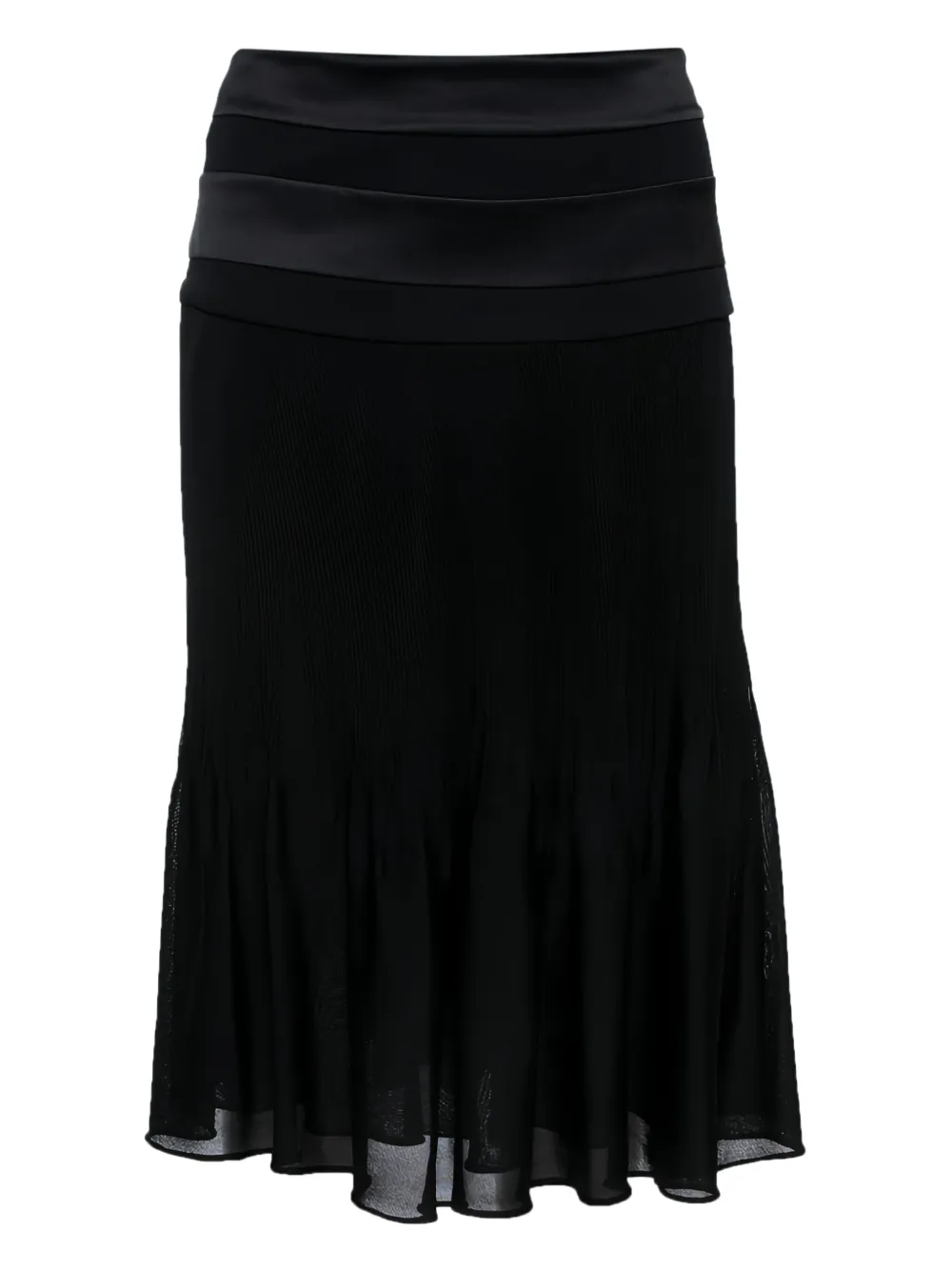 Pre-owned Giorgio Armani Silk Flared Skirt In Black