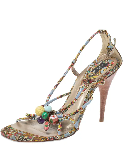 Etro Pre-Owned 110mm paisley-print beaded sandals