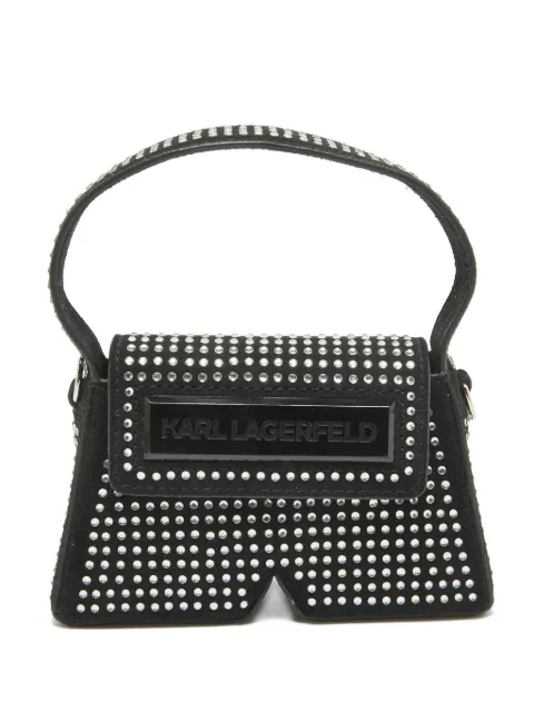 Karl Lagerfeld 아이콘 크리스털 장식 스웨이드 미니 백