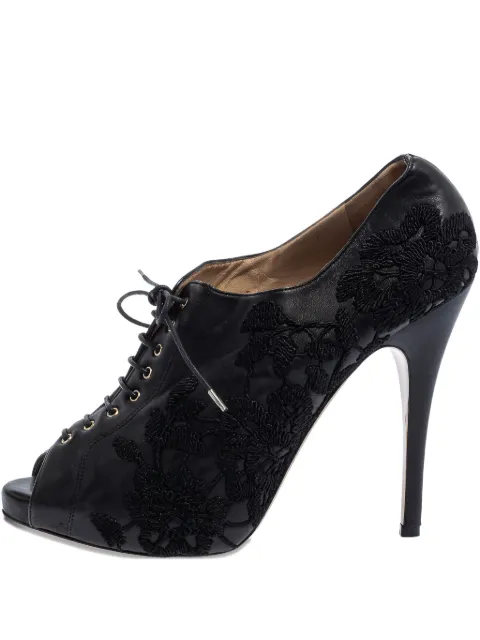 Valentino Garavani Pre-Owned floral-embroidery lace-up boots