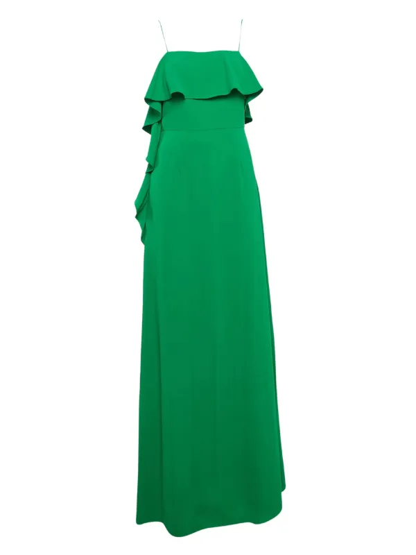 monique lhuillier green dress Ruffle Detail Maxi | new to sale