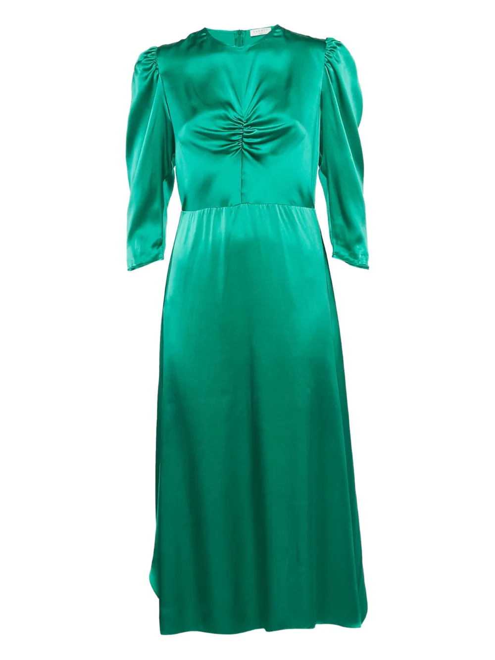 SANDRO puff-sleeve satin dress | Green | Image 1