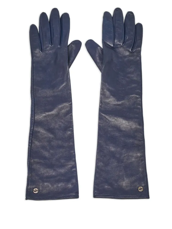 【新品未使用】 GUCCI レザー手袋 Gucci Pre-Owned 2024 レザーグローブ | ブルー | FARFETCH JP