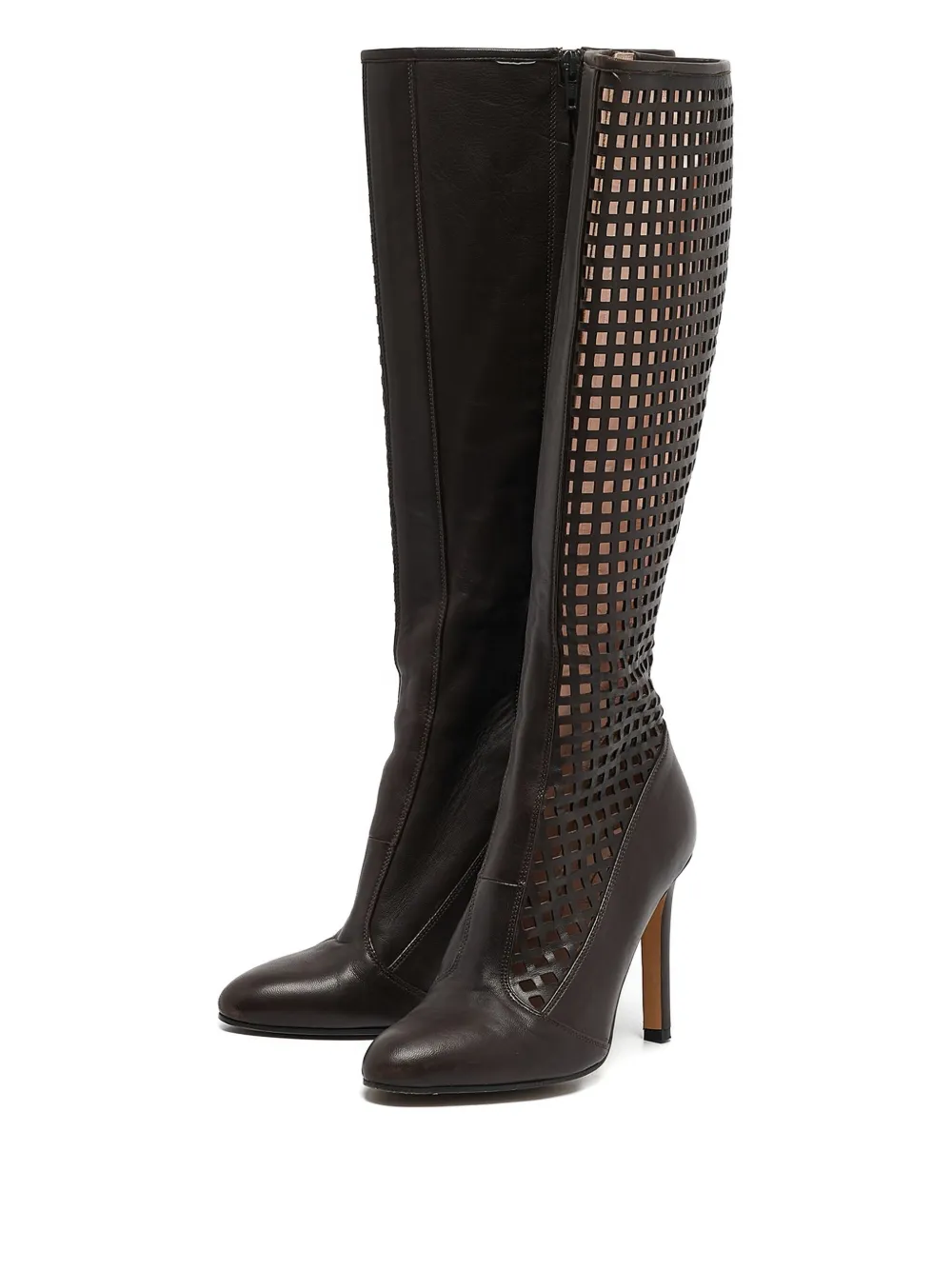 SJP by Sarah Jessica Parker Leren knielaarzen met uitgesneden details - Bruin