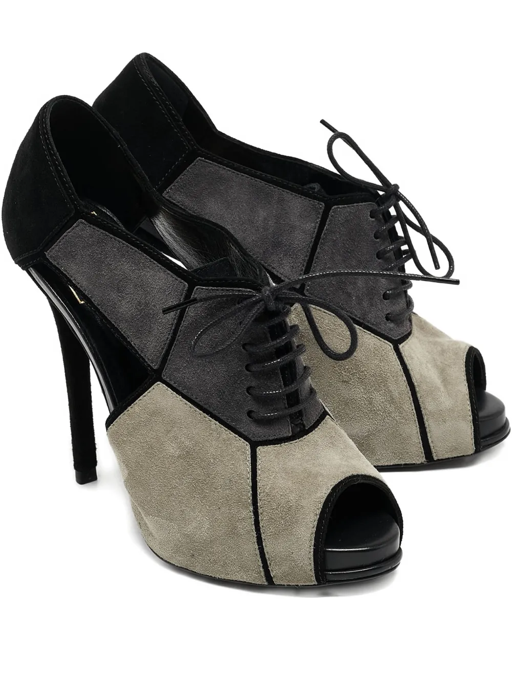 Roger Vivier Vintage panelled lace-up boots - グレー Roger Vivier Vintage panelled lace-up boots - グレー