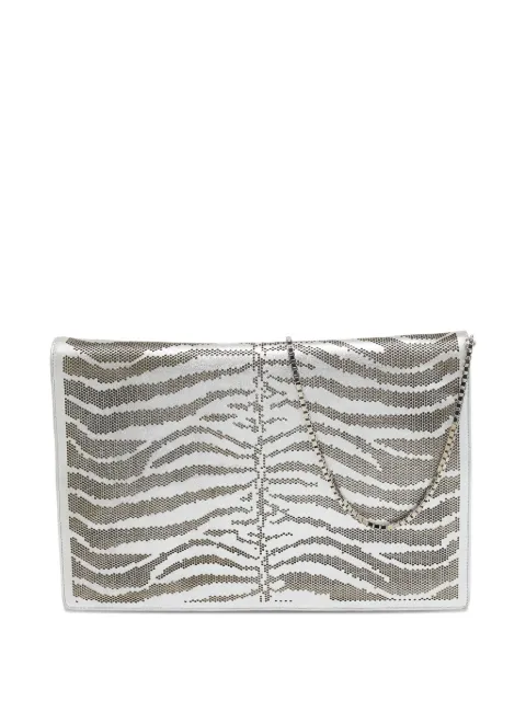 Roberto Cavalli perforated zebra clutch