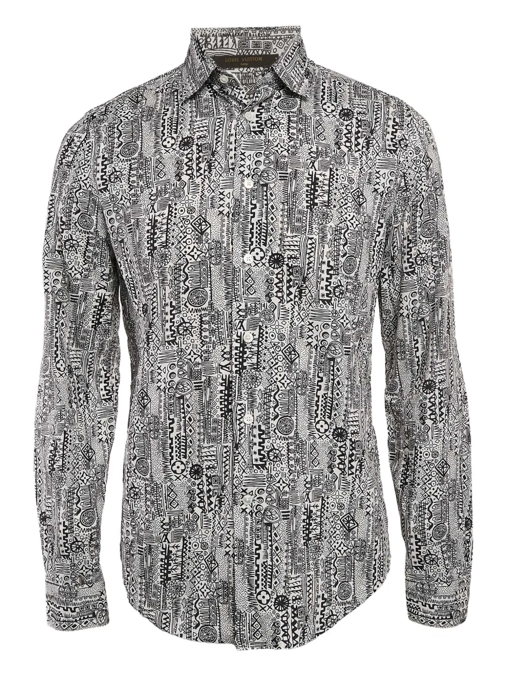 Louis Vuitton Pre-Owned 2024 graphic print cotton shirt - ブラック Louis Vuitton Pre-Owned 2024 graphic print cotton shirt - ブラック