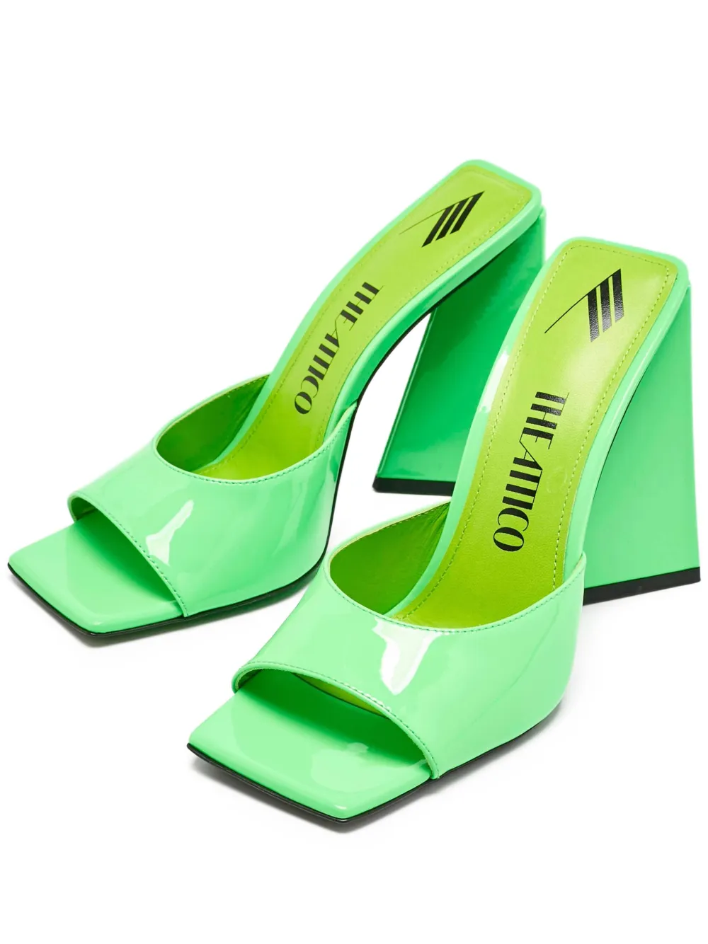 The Attico pre-owned 115mm Devon patent leather square-toe sandals | Green | Image 1
