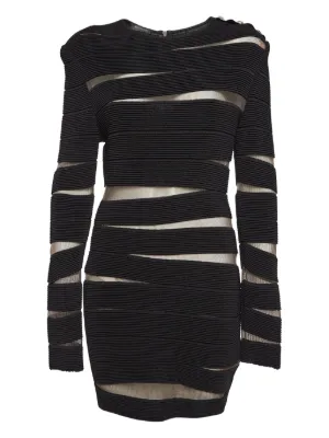 Balmain Glitter Striped Bodycon Dress | Black | FARFETCH