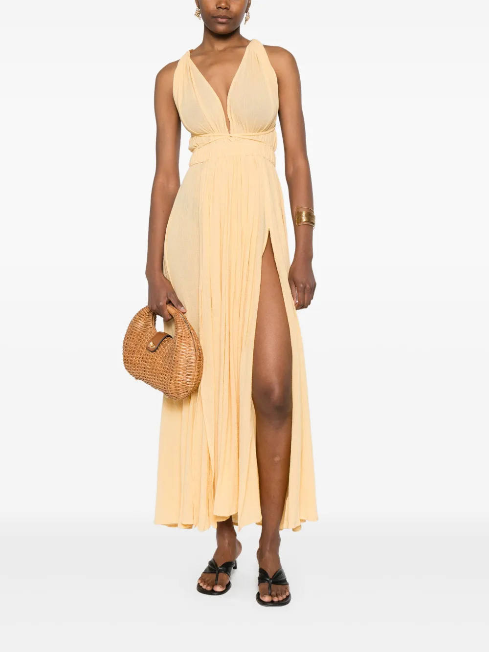 Caravana flared midi dress - Geel