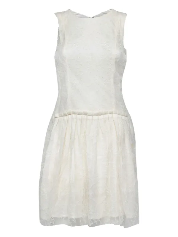 theory white pleated dress Theory Pleated Lace Dress | White
