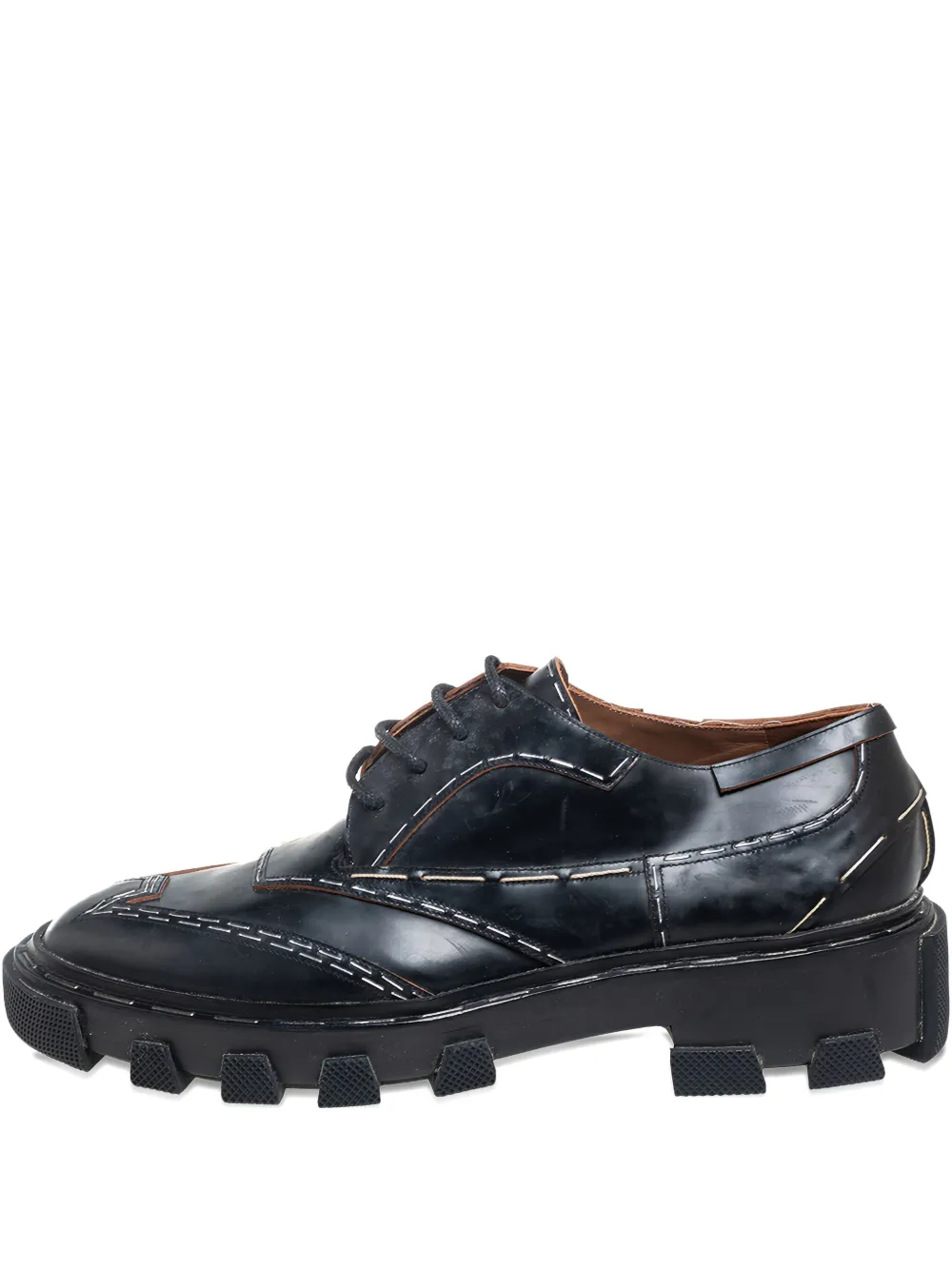 stitch-detail leather derby shoes