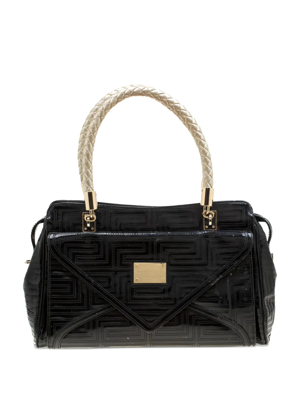 Versace Pre-Owned logo-plaque leather satchel bag | Black | Image 1