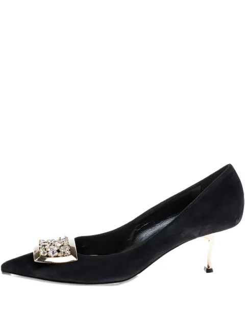 Sarah & Sebastian 50mm crystal-buckle suede pumps