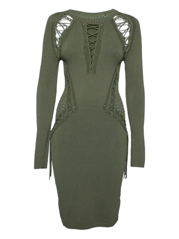 Ronny Kobo lace-up Knitted Dress | Green | FARFETCH