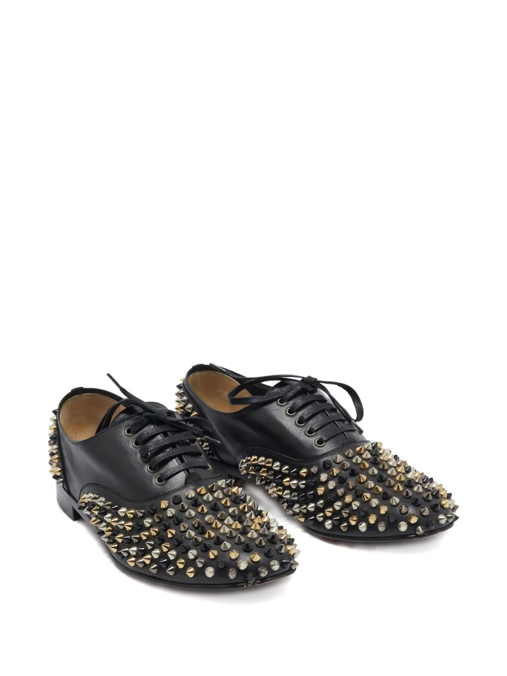 Christian Louboutin Pre-Owned Freddy leren Oxford schoenen met studs - Zwart