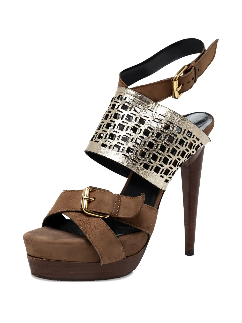 Pierre Hardy 130 mm sandalen met plateauzool en gespdetail - Bruin