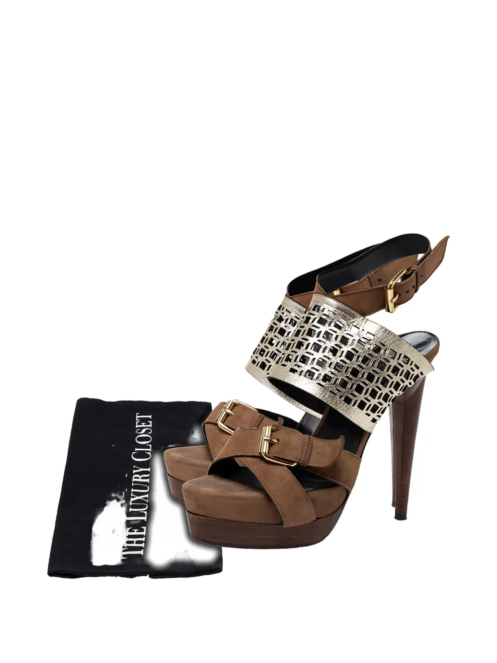 Pre-owned Pierre Hardy 130mm Buckle-detail Platform Sandals In Brown