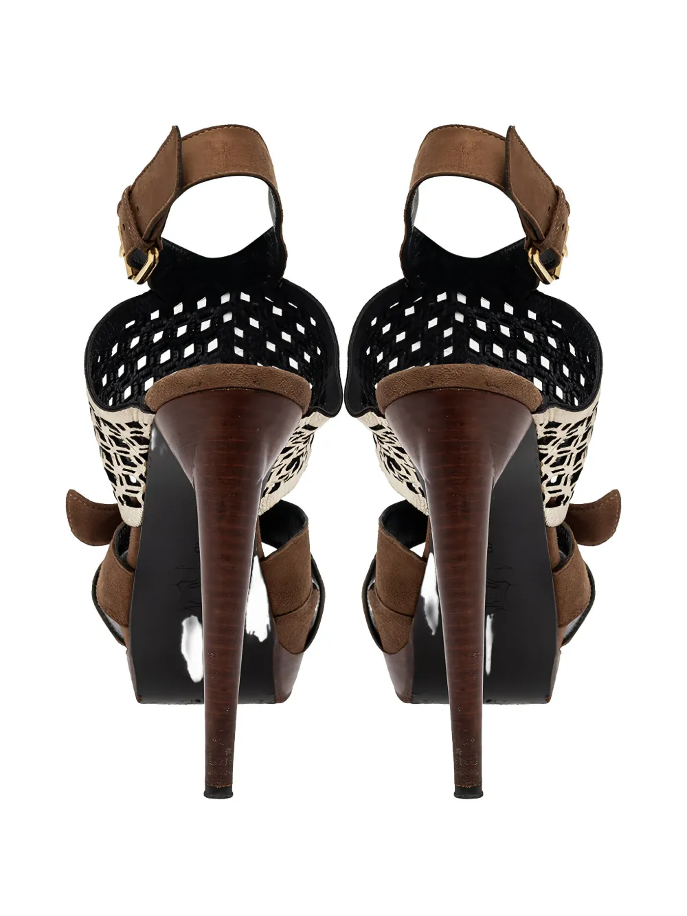 Pre-owned Pierre Hardy 130mm Buckle-detail Platform Sandals In Brown