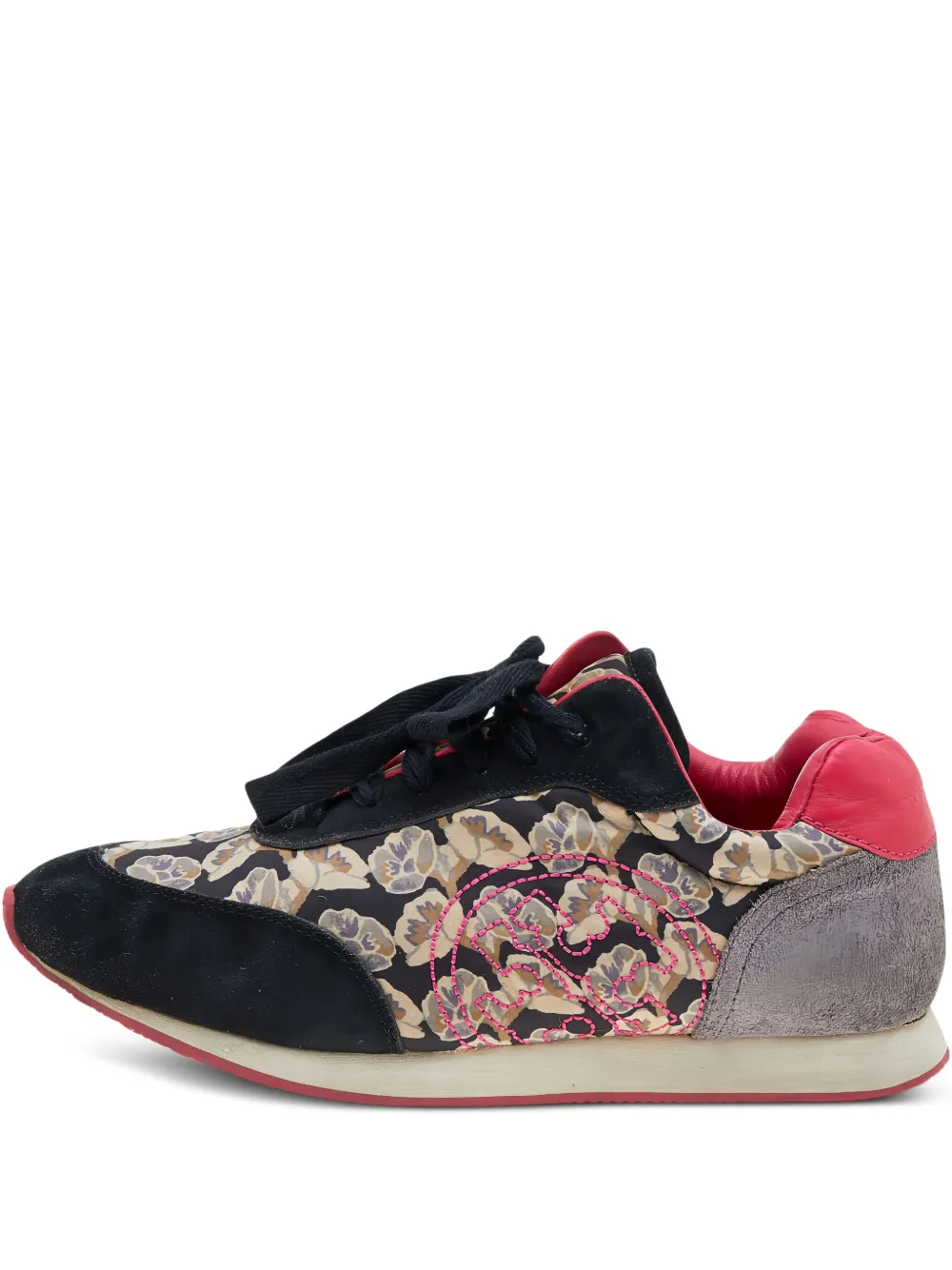 Tory Burch logo-embroidered floral-print sneakers - Nero