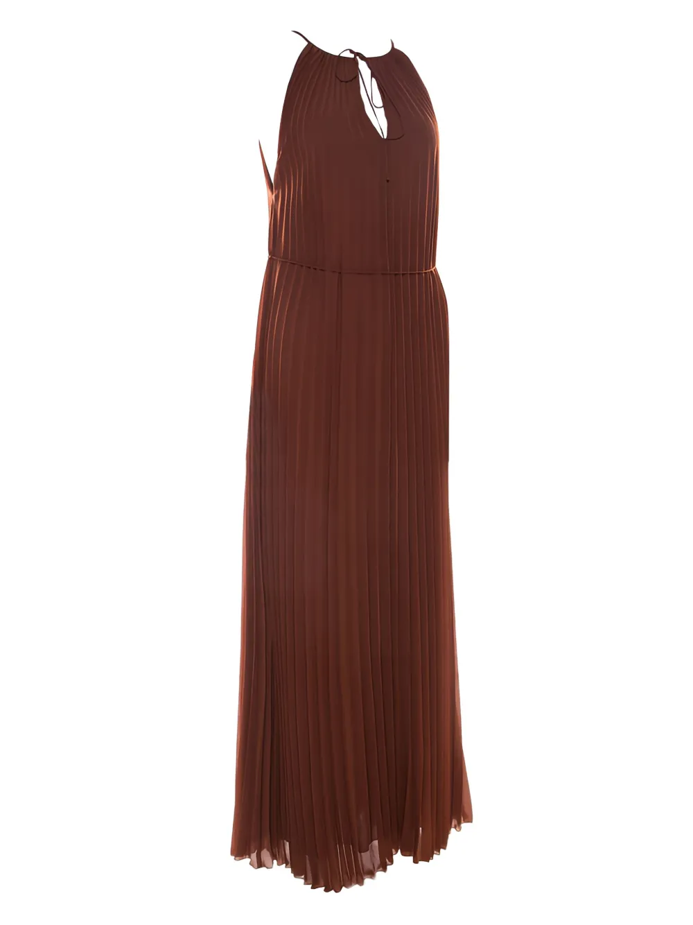 Pre-owned Elizabeth And James  Pleated Halterneck Maxi Dress In Brown
