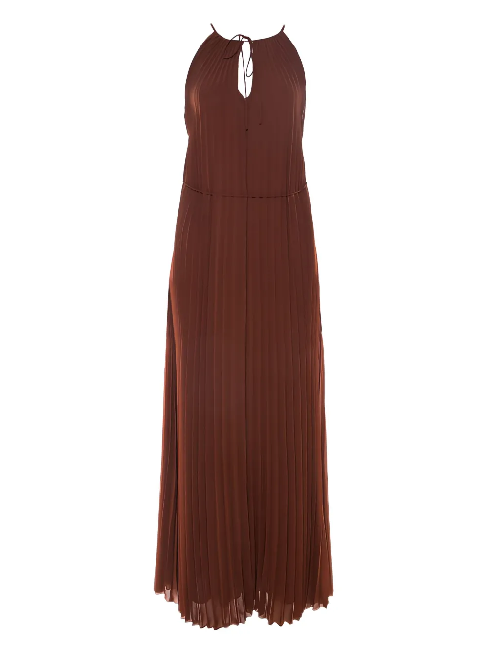 Pre-owned Elizabeth And James  Pleated Halterneck Maxi Dress In Brown