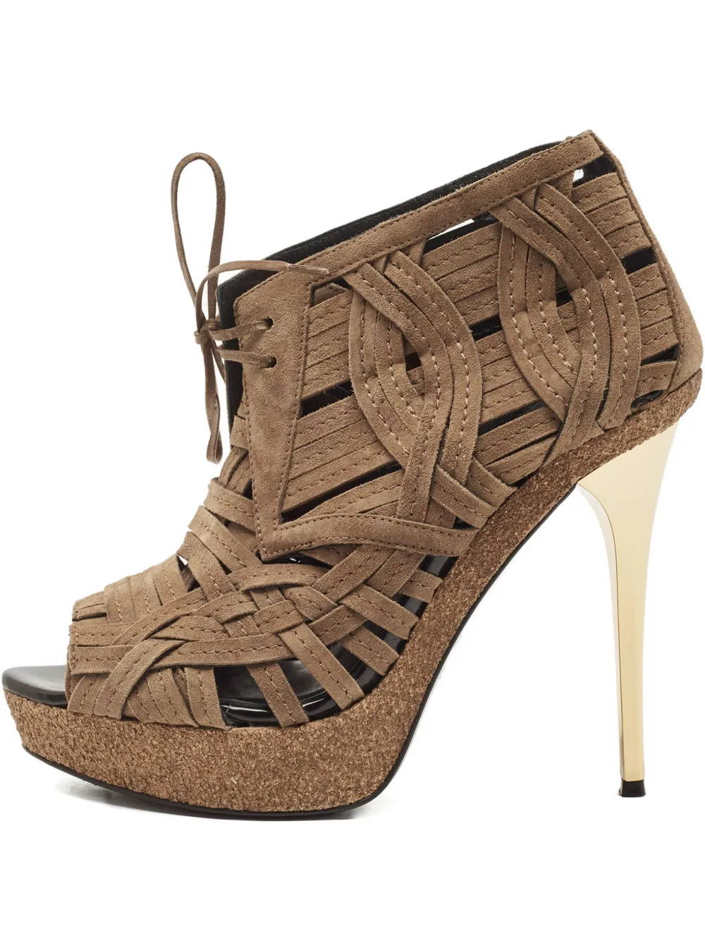 130mm woven platform booties