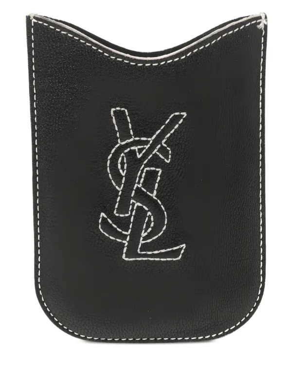 Saint Laurent Pre-Owned YSL-embroidered Phone Case Black