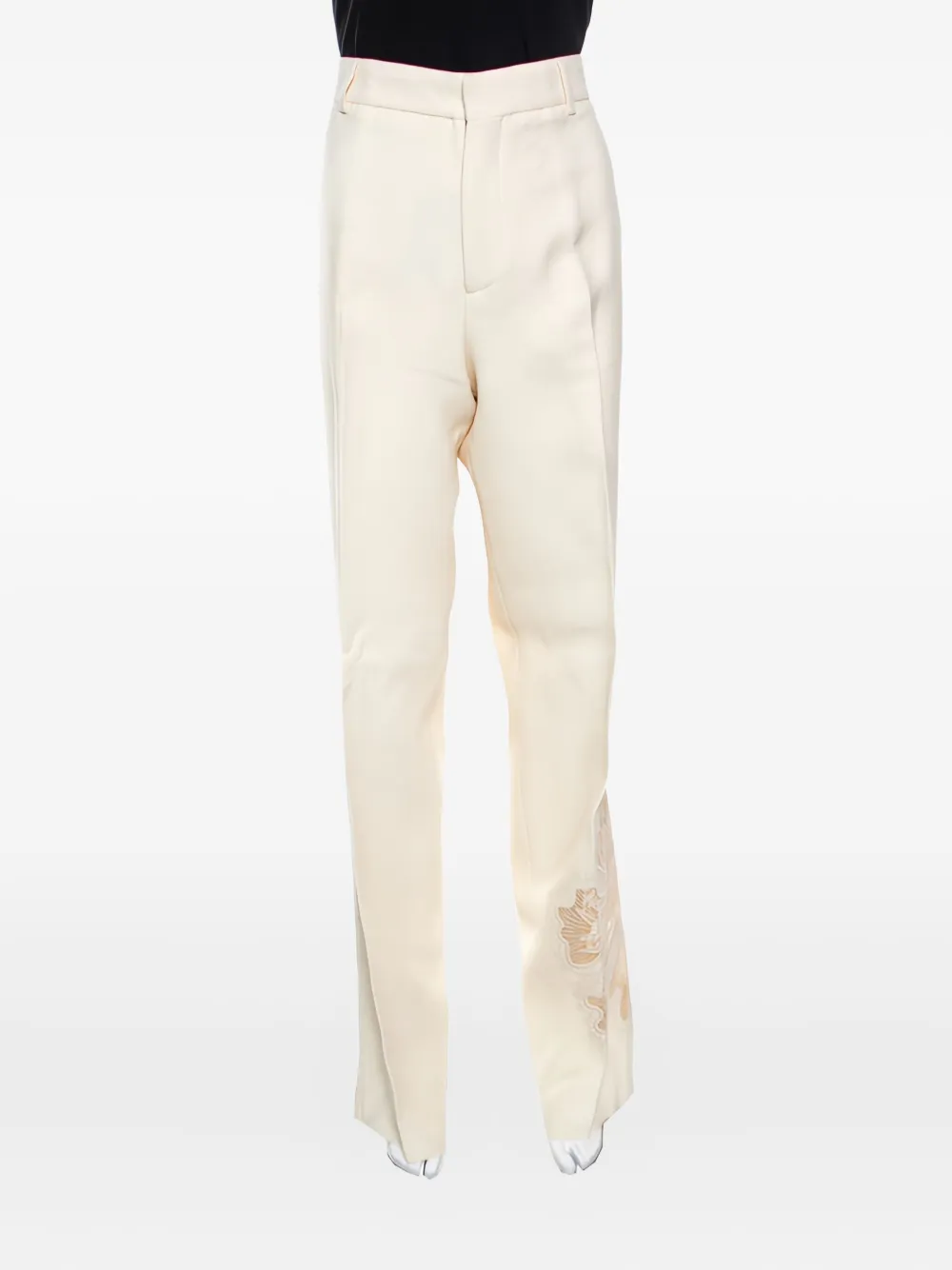 Rochas Vintage pre-owned floral embroidery trousers | Neutrals | Image 1