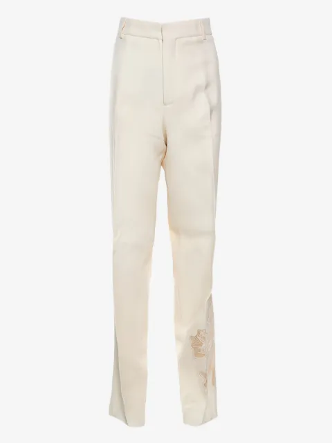 Rochas Vintage pre-owned floral embroidery trousers