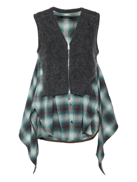 DSQUARED2 chaleco con motivo de cuadros pre-owned