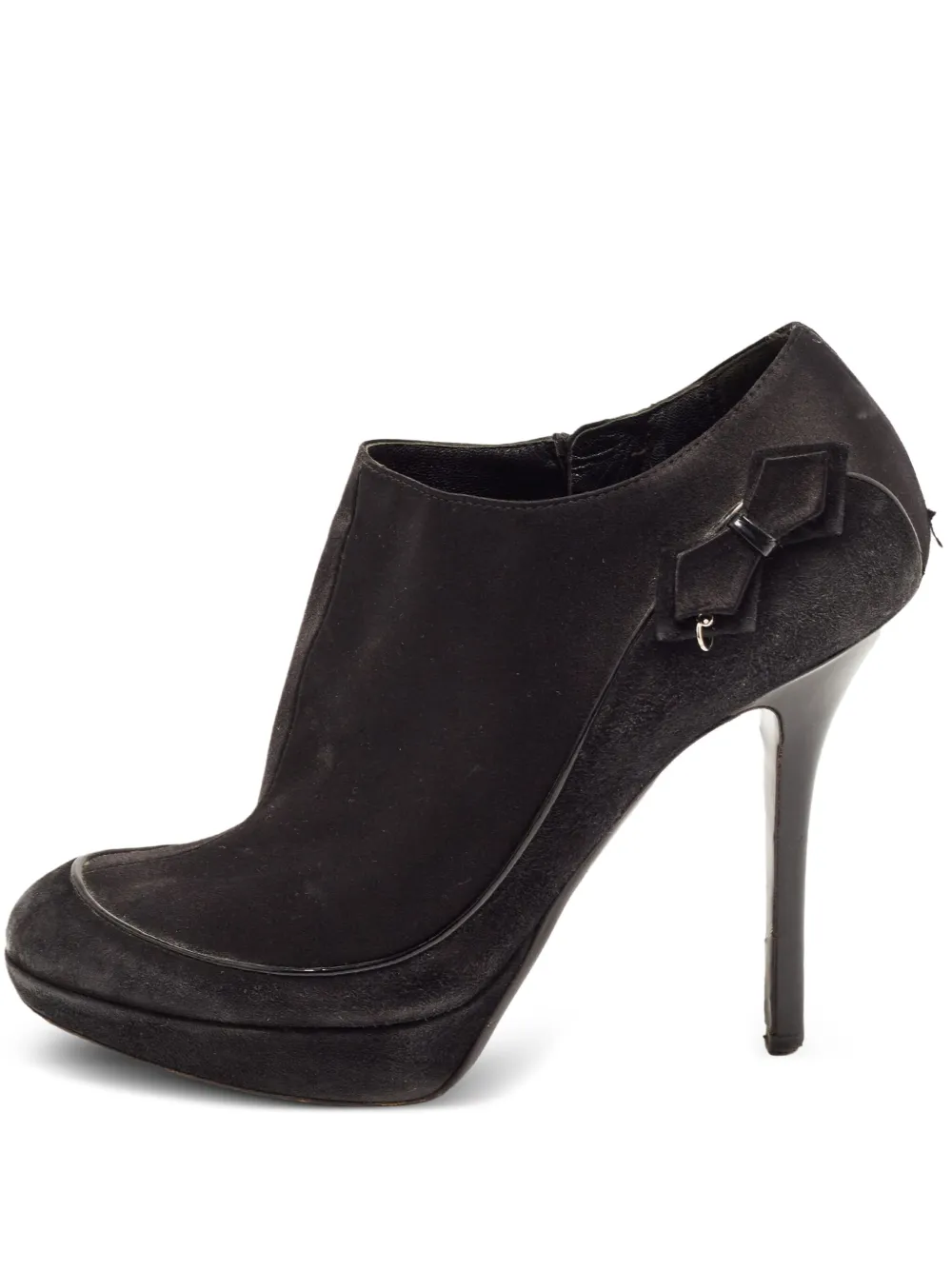 Christian Dior Pre-Owned 120mm bow-detail suede booties - ブラック Christian Dior Pre-Owned 120mm bow-detail suede booties - ブラック