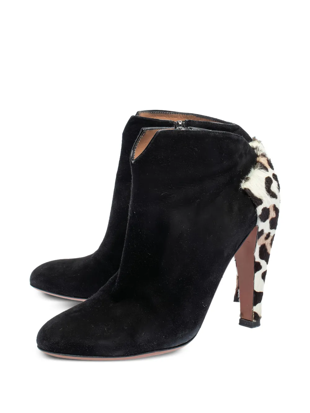 Alaïa Pre-Owned 110 mm suède laarzen met luipaardprint - Zwart