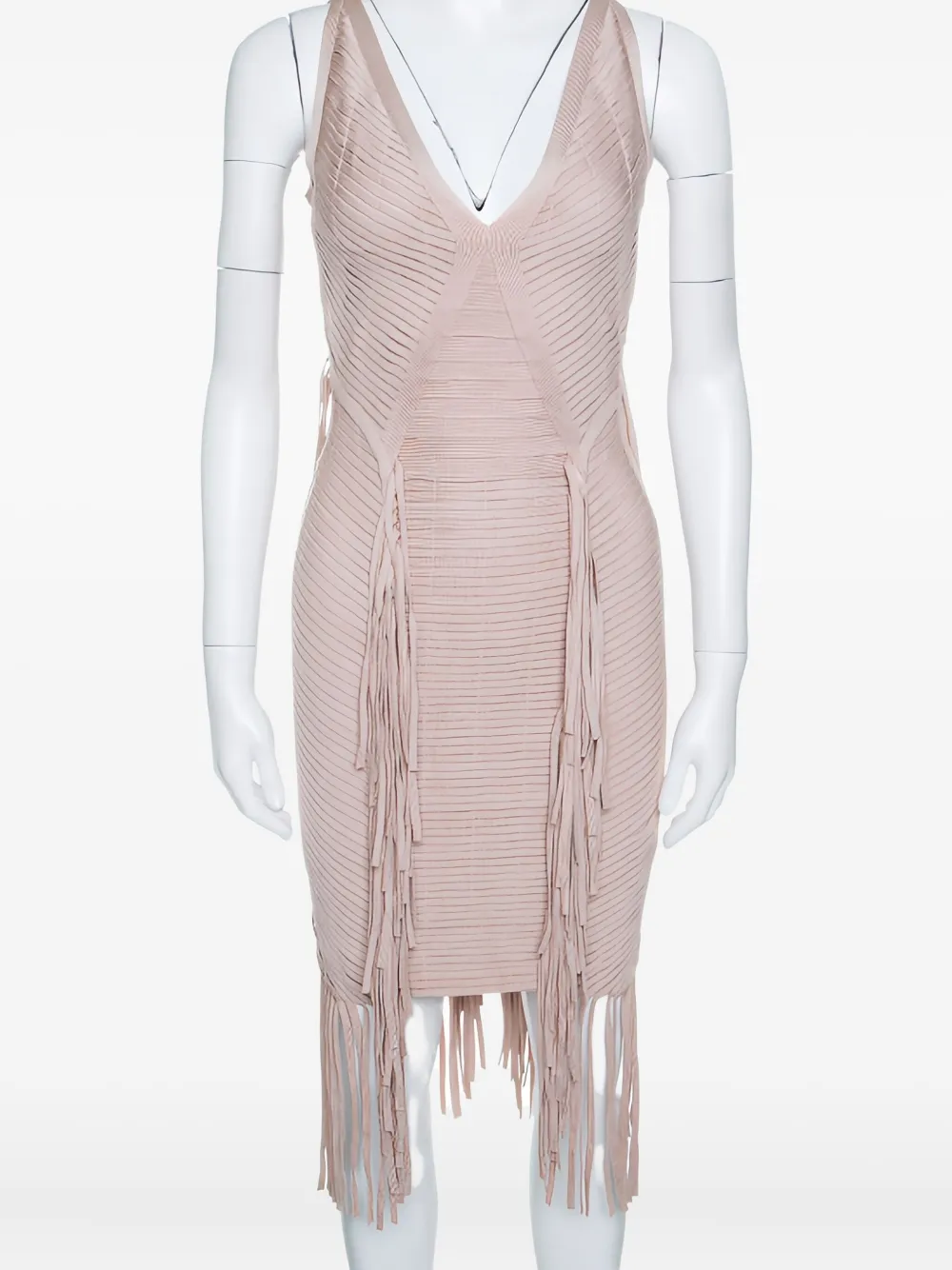 Hervé Léger Pre-Owned bandage fringe mini dress - Toni neutri