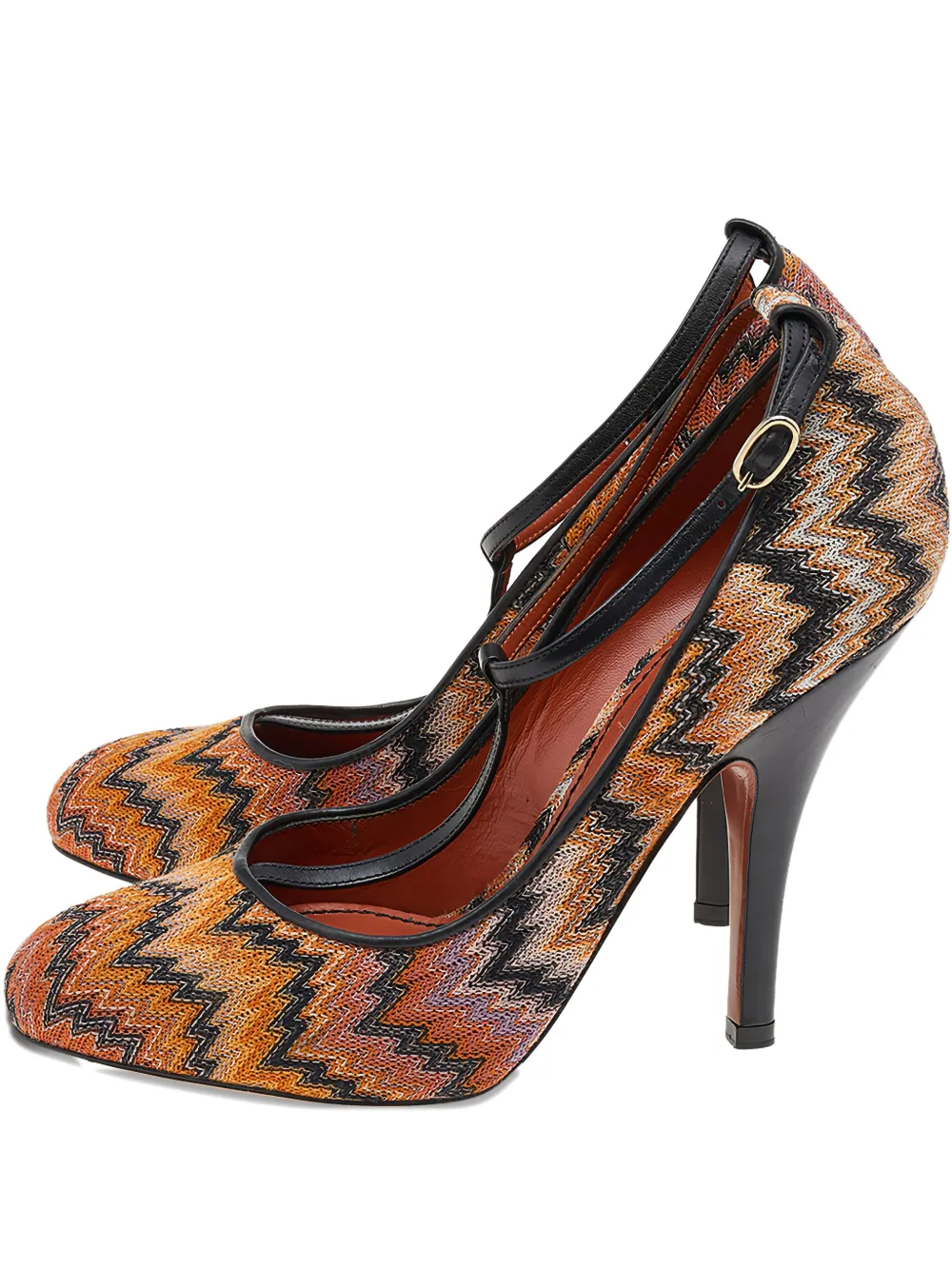 Pre-owned Missoni 120mm Zigzag-pattern Pumps In Brown