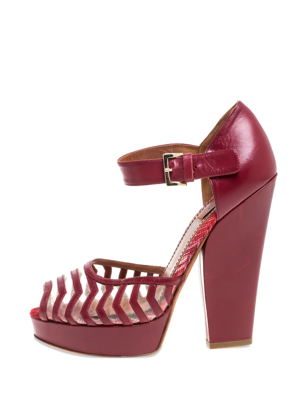 Missoni Pre-Owned 145 mm sandalen met plateauzool en gesp - Rood